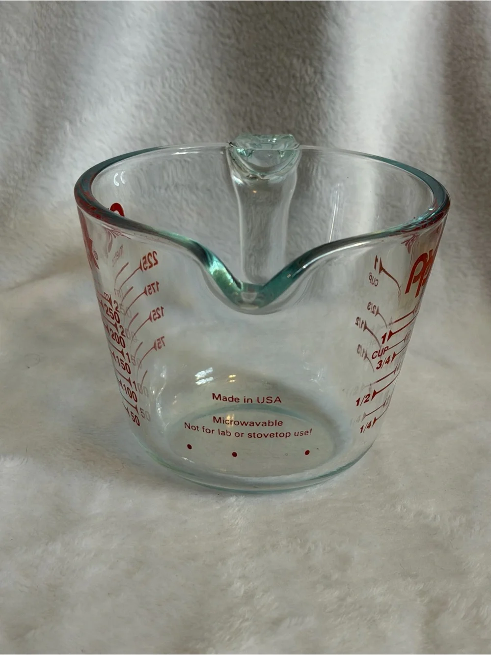 Pyrex #508 - 1 Cup 8 oz Measure Cup MLS Metric Pour Spout  Red Letters
